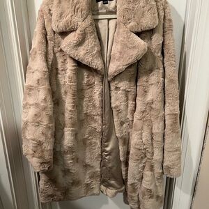 Kenneth Cole Tan Teddy Jacket Plush Faux Fur
